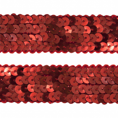 Тесьма с пайетками 3, шир. 20 мм/уп. 25+/-1 м, цвет красный - купить в Пензе. Цена: 778.19 руб.