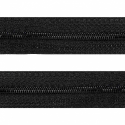 Рулонная молния с покрытием PVC спираль тип 3 (упак.270м) -черная с полосой СВО - купить в Пензе. Цена: 12.74 руб.