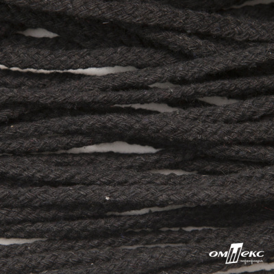 Шнур плетеный d-6 мм круглый, 70% хлопок 30% полиэстер, уп.90+/-1 м, цв.1078-черный - купить в Пензе. Цена: 594 руб.