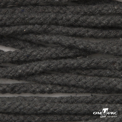Шнур плетеный d-6 мм круглый, 70% хлопок 30% полиэстер, уп.90+/-1 м, цв.1088-т.серый - купить в Пензе. Цена: 588 руб.