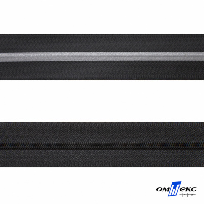 Рулонная молния с покрытием PVC спираль тип 3 (упак.270м) -черная с полосой СВО - купить в Пензе. Цена: 12.74 руб.