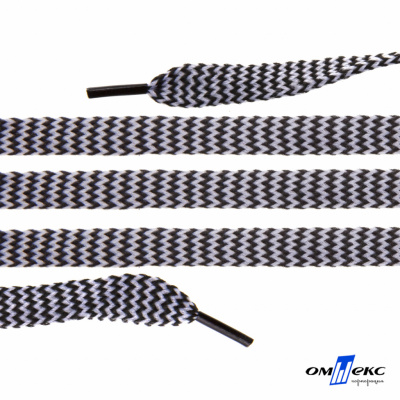 Шнурки #107-07, плоские 130 см, двухцветные цв.серый/чёрный - купить в Пензе. Цена: 23.03 руб.