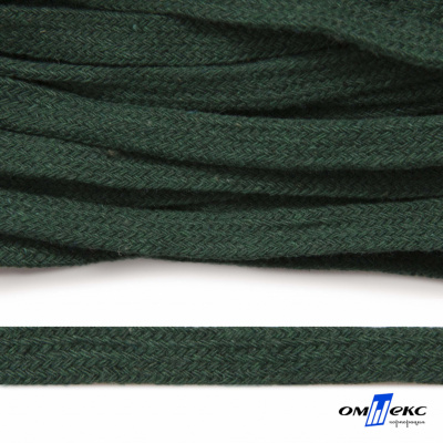 Шнур плетеный d-8 мм плоский, 70% хлопок 30% полиэстер, уп.85+/-1 м, цв.1016-т.зеленый - купить в Пензе. Цена: 742.50 руб.