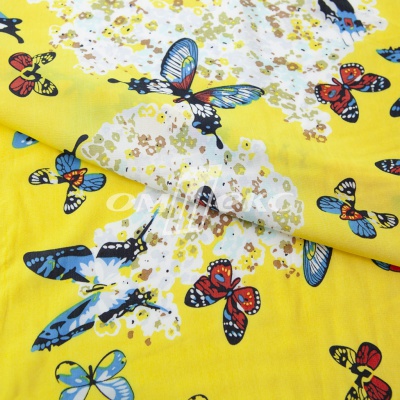 Плательная ткань "Софи" 7.2, 75 гр/м2, шир.150 см, принт бабочки - купить в Пензе. Цена 241.49 руб.