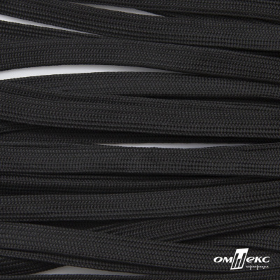 Шнур плетеный (плоский) d-12 мм, (уп.90+/-1м), 100% полиэстер, цв. - черный - купить в Пензе. Цена: 8.62 руб.