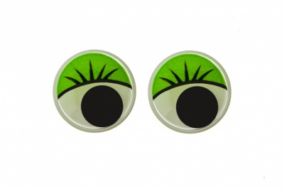 Глазки для игрушек, круглые, с бегающими зрачками, 15 мм/упак.50+/-2 шт, цв. -зеленый - купить в Пензе. Цена: 113.01 руб.