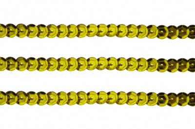 Пайетки "ОмТекс" на нитях, SILVER-BASE, 6 мм С / упак.73+/-1м, цв. 7 - св.золото - купить в Пензе. Цена: 468.37 руб.