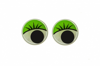 Глазки для игрушек, круглые, с бегающими зрачками, 12 мм/упак.50+/-2 шт, цв. -зеленый - купить в Пензе. Цена: 95.04 руб.
