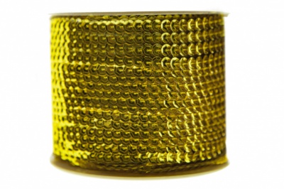 Пайетки "ОмТекс" на нитях, SILVER-BASE, 6 мм С / упак.73+/-1м, цв. 7 - св.золото - купить в Пензе. Цена: 468.37 руб.