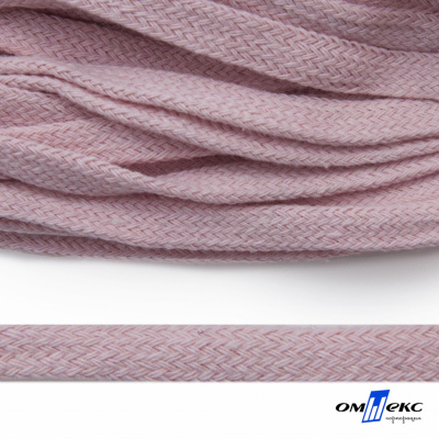 Шнур плетеный d-8 мм плоский, 70% хлопок 30% полиэстер, уп.85+/-1 м, цв.1019-св.розовый - купить в Пензе. Цена: 735 руб.