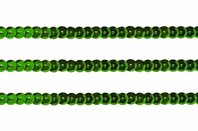 Пайетки "ОмТекс" на нитях, SILVER-BASE, 6 мм С / упак.73+/-1м, цв. 4 - зеленый - купить в Пензе. Цена: 484.77 руб.