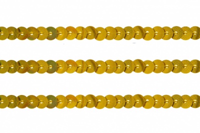 Пайетки "ОмТекс" на нитях, SILVER SHINING, 6 мм F / упак.91+/-1м, цв. 48 - золото - купить в Пензе. Цена: 356.19 руб.
